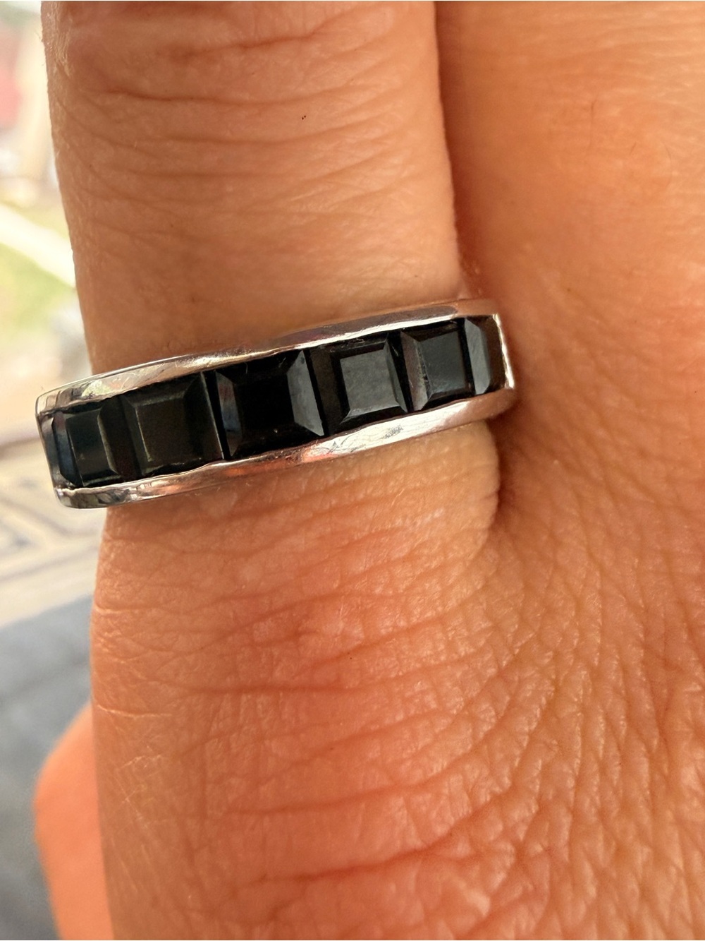 925 Black Spinel Ring Sz9